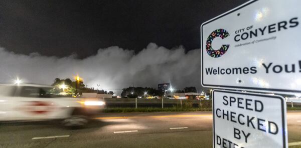 Rockdale County residents, especially those with respiratory problems, were told to shelter in place again on Tuesday, Oct. 1, 2024 if a large cloud of smoke from a Conyers chemical plant fire moves into their vicinity. (John Spink/AJC)