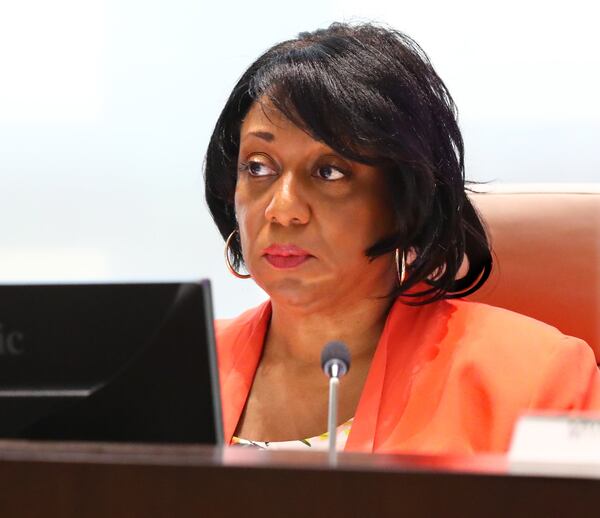 Councilwoman Nanette Saucier participates in the East Point City Council meeting on Monday, June 3, 2019, in East Point. Curtis Compton/ccompton@ajc.com