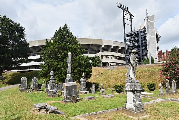 Oconee Hill Cemetery is where the remains belonging to African Americans were reinterred across from the University of Georgia campus, near Sanford Stadium. HYOSUB SHIN / HSHIN@AJC.COM (The Atlanta Journal-Constitution)