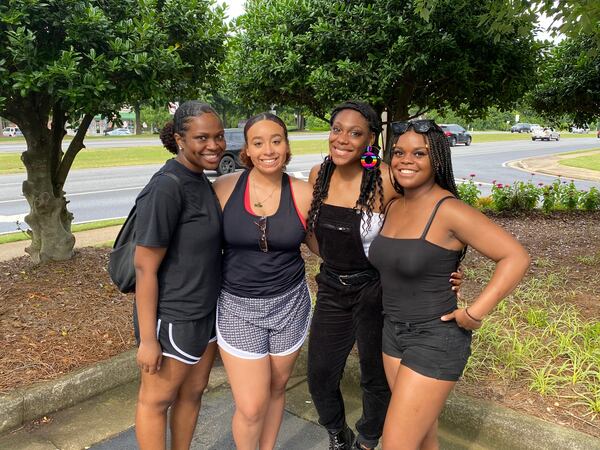 Tarah Anderson, Aliyah Montgomery, Da’Naja Ellerby and Haley Anthony have been friends since eighth grade, and they’re now sophomores at three different colleges. Photo credit: Adrianne Murchison