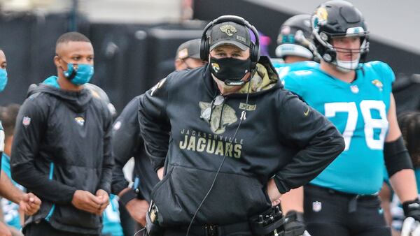 Jacksonville Jaguars head coach Doug Marrone - shown in game against the Houston Texans, Sunday, Nov. 8, 2020, in Jacksonville, Fla. - was fired after ending the season with a 15th consecutive loss. (Gary McCullough/AP)