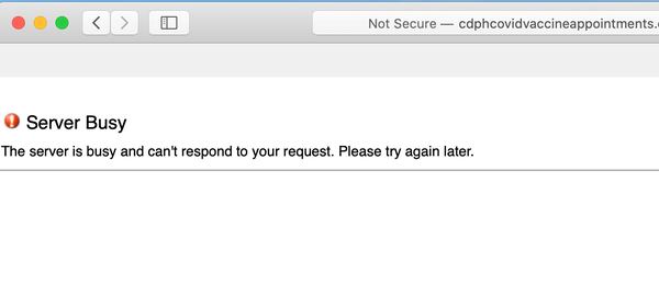 The website for people to sign up for vaccinations with the Cobb and Douglas counties' public health office was crashing Monday.  Health officials posted the link but said it was not ready to launch yet. (PHOTO: screenshot of signup link.)