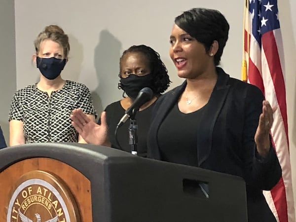 Atlanta Mayor Keisha Lance Bottoms speaks at a press conference on Sunday, July  5, 2020. 