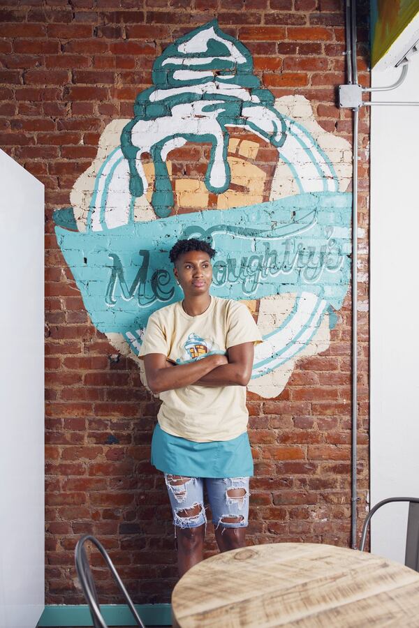 Angel McCoughtry, one of the top scorers in the WNBA, at McCoughtry’s Ice Cream in Atlanta on July 6. Knowing her body needed a break, McCoughtry of the Atlanta Dream took time off to operate her new venture in Castleberry Hill: an ice cream parlor. MELISSA GOLDEN / THE NEW YORK TIMES