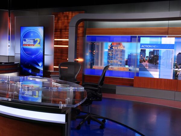 The revamped Channel 2 Action News set. CREDIT: Rodney Ho/rho@ajc.com