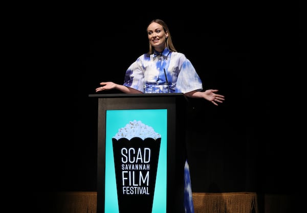 SAVANNAH, GEORGIA - OCTOBER 29: Olivia Wilde speaks onstage at the Olivia Wilde Rising Star Director Award and "Booksmart" Q&A during the 22nd SCAD Savannah Film Festival on October 29, 2019 at Trustees Theater in Savannah, Georgia. (Photo by Cindy Ord/Getty Images for SCAD)