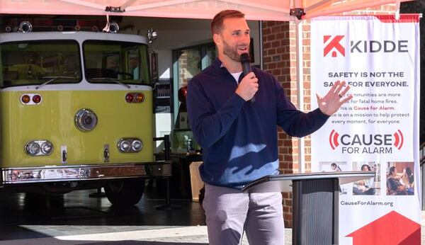 In partnership with Atlanta Falcons quarterback Kirk Cousins and The Home Depot, Kidde, a fire safety product manufacturer, donated nearly $300,000 worth of smoke and carbon monoxide combination alarms to metro Atlanta fire departments at a Monday event hosted by the Marietta Fire Department. (Courtesy of City of Marietta)