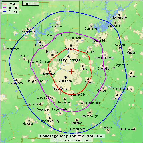 The map for 93.7, which airs the Fan.