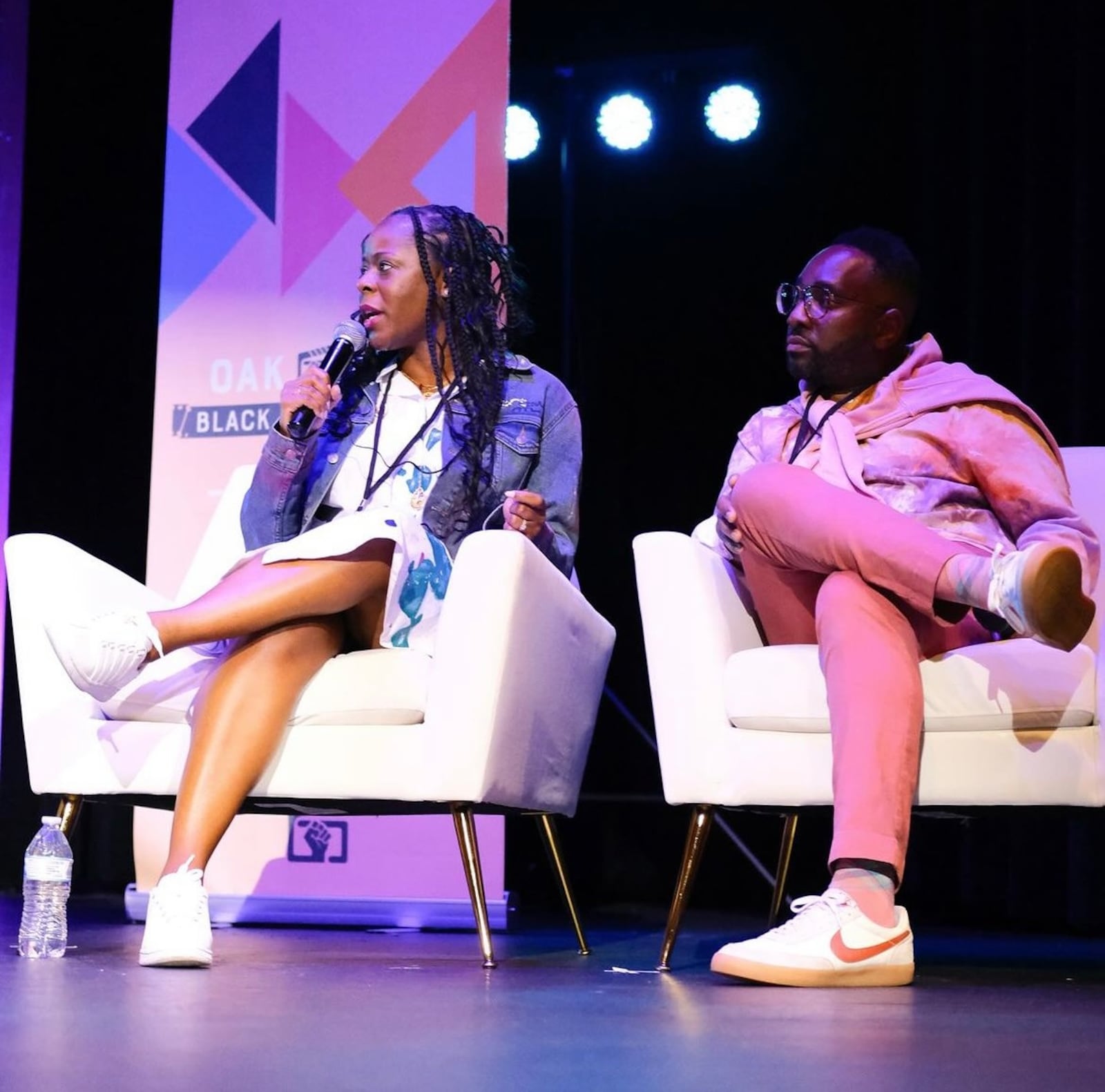 The Galbreaths discuss the short film “ARTiculate ATL, A Decade of Art, Music, and Expression” at the 2023 Oak Park Black Film Festival in Sacramento, California. Courtesy of Oak Park Black Film Festival