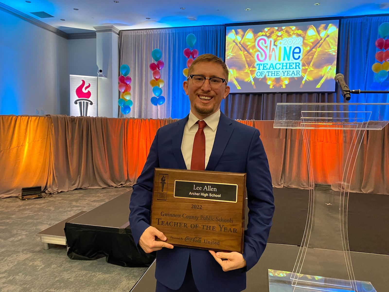 Lee Allen, an algebra teacher at Archer High School, was named the Gwinnett County Public Schools teacher of the year at a ceremony Dec. 7, 2021. (Josh Reyes / joshua.reyes@ajc.com)