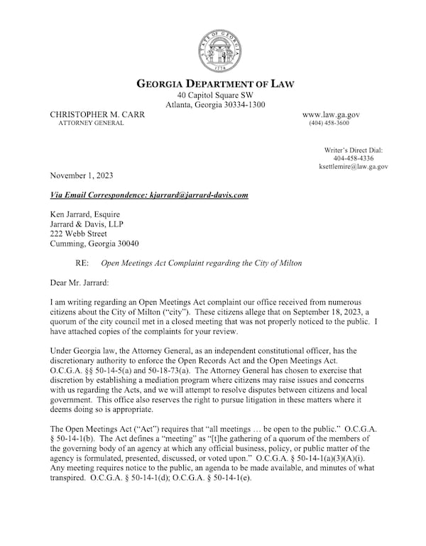 Page 2 of AG letter.