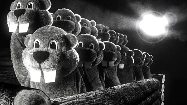 This image released by SRH shows a scene from the film "Hundreds of Beavers." (SRH via AP)