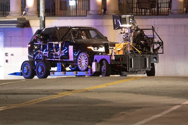 Filming in Midtown for Tyler Perry's "Beauty in Black" series on Feb. 19. (Daniel Varnado/For the Atlanta Journal-Constitution)