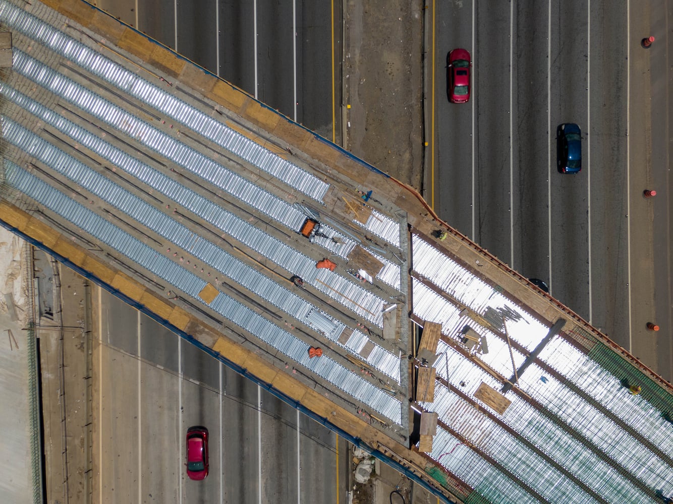 May 27, 2021 Sandy Springs - Aerial photo shows construction site of I-285 interchange at Ga. 400 in Sandy Springs on Tuesday, May 27, 2021. (Hyosub Shin / Hyosub.Shin@ajc.com)