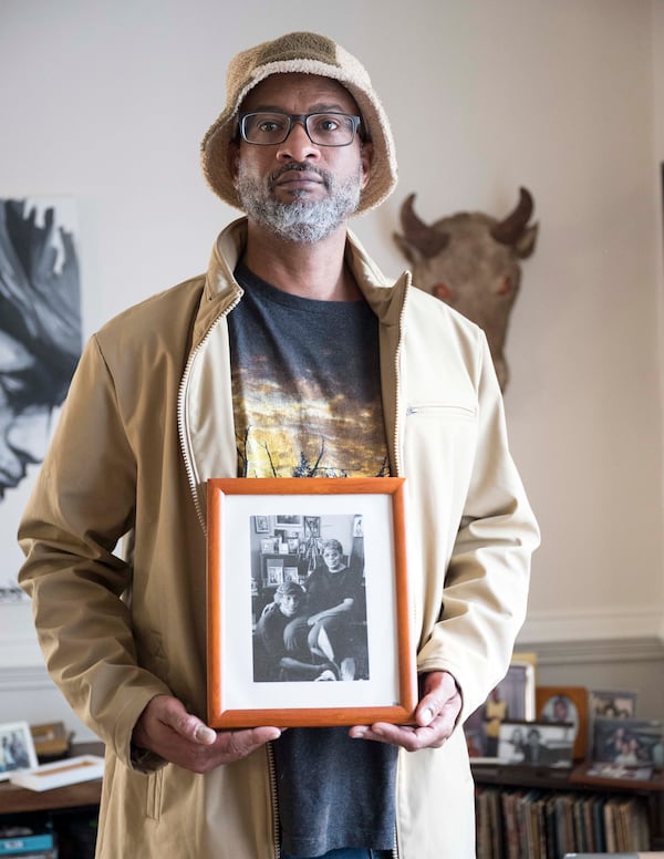 Rumal Rackley, the son of the musician, activist, author, and poet Gil Scott-Heron poses for a portrait at his mothers home in Tyrone, Georgia Wednesday, Jan. 7, 2024. (Daniel Varnado/For the AJC)