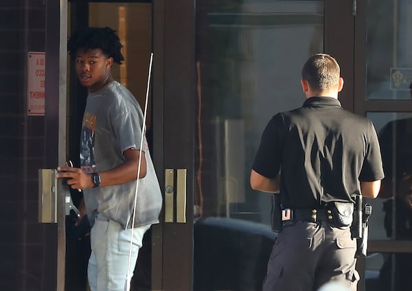 May 2, 2018 Dublin: A student arriving for class holds the door for a Laurens County Sheriffâ€™s deputy stationed at East Laurens High School on Tuesday, May 2, 2018, in Dublin. Laurens County is the first school district in Georgia to allow teachers and other school personnel to carry weapons. Curtis Compton/ccompton@ajc.com