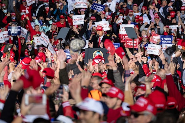 President Donald Trump held a rally Sunday evening in Rome, executing a key step in his strategy to drive up the vote in Georgia's rural areas, much like he did in 2016. Ben Gray for the Atlanta Journal-Constitution