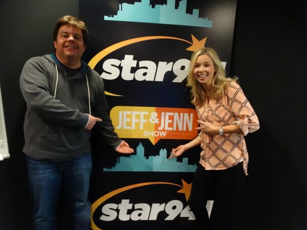 Jeff Dauler and Jenn Hobby show off their new logo. CREDIT: Rodney Ho/ rho@ajc.com, March 3, 2016