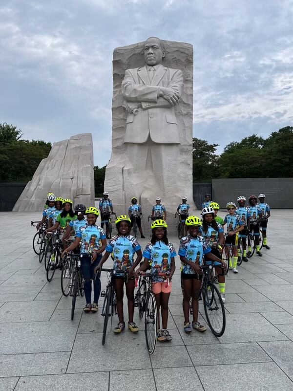 The BRAG Dream Team at the Martin Luther King, Jr. Memorial in Washington D.C. It was one of the stops along their epic ride on the East Coast Greenway from Miami to Maine in celebration of the group's 30th anniversary. Courtesy of the Dream Team