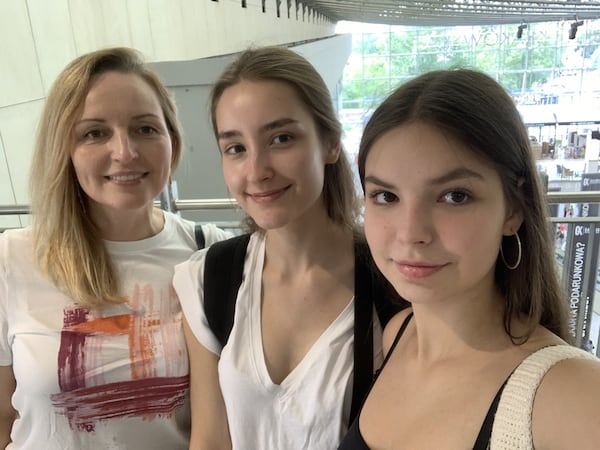 Nataliia Brychenkova, left, with her two daughters in Georgia. Courtesy of Nataliia Brychenkova