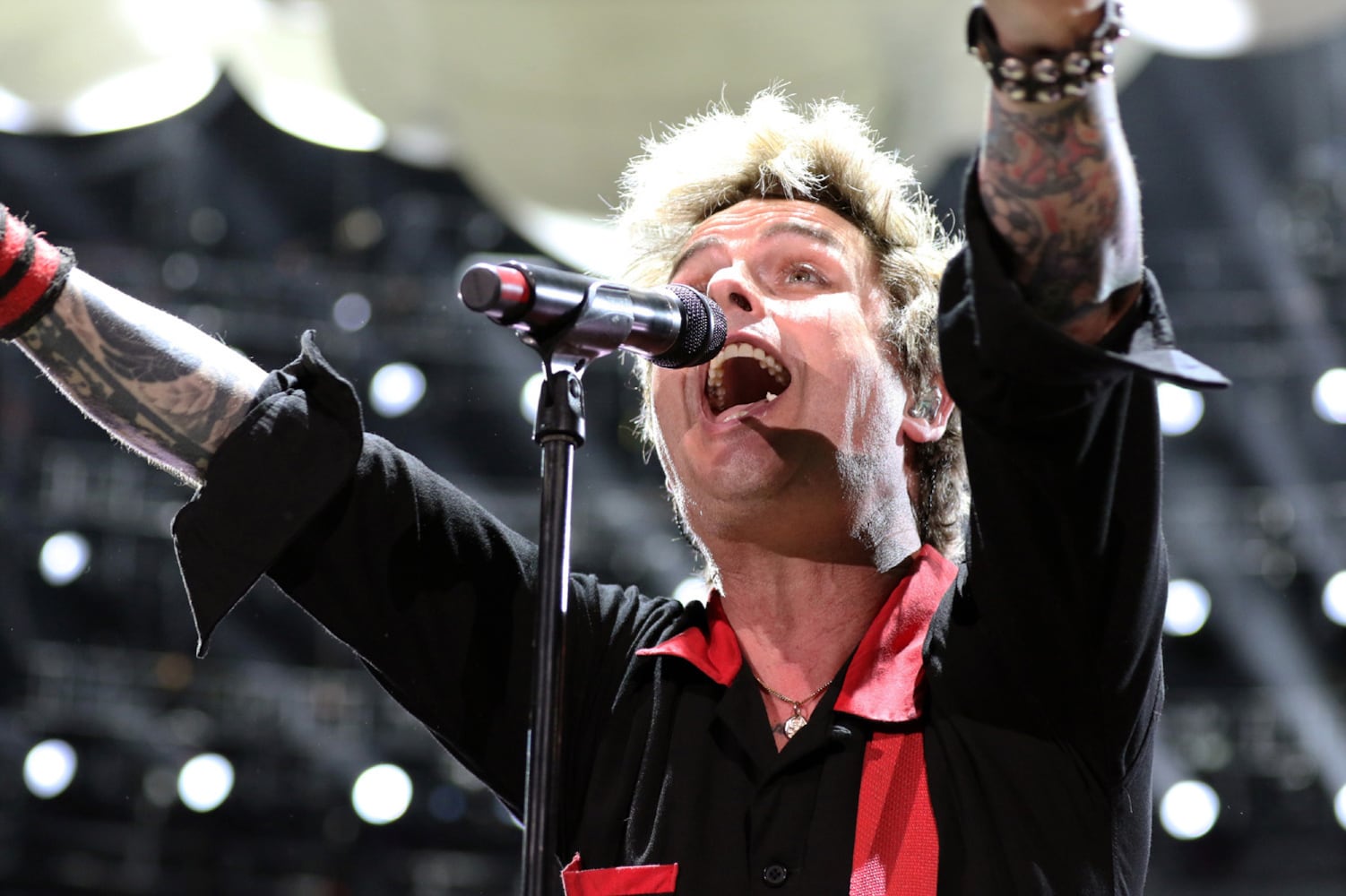 Green Day brought their Saviors Tour to Truist Park on Wednesday, August 28, 2024. Opening acts were Smashing Pumpkins, Rancid, The Linda Lindas and Paradox.. 
Robb Cohen for the Atlanta Journal-Constitution