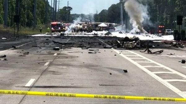 Authorities are investigating after a Puerto Rico Air National Guard plane crashed in Savannah, Georgia, on Wednesday, May 2, 2018.