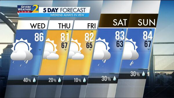 Five-day forecast for Sept. 13, 2023.