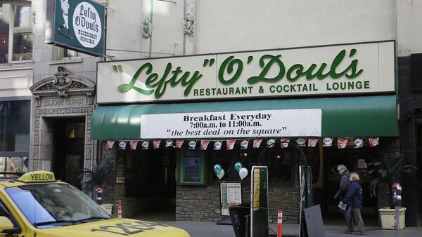 This photo taken Friday, Jan. 13, 2017, shows Lefty O'Doul's restaurant and lounge near Union Square in San Francisco. The historic baseball memorabilia and piano bar beloved by locals and tourists is set to close this week after its lease expires. Lefty OâDoulâs may return to downtown Union Square, but it's unclear who will be in charge as the bar's longtime operator and building owner are fighting over ownership. The establishment's final day is Wednesday, Feb. 1. (AP Photo/Eric Risberg)