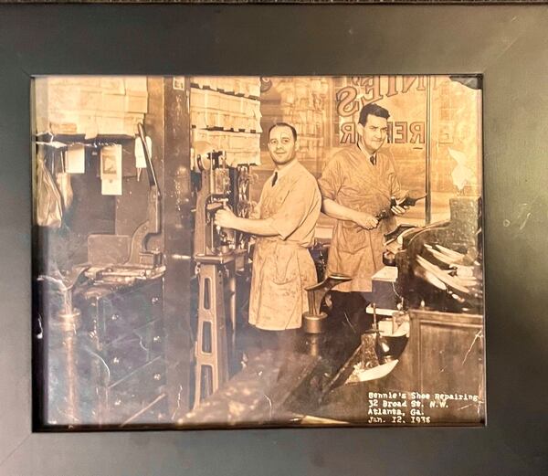 Bennie Shemaria, a young immigrant, started his shoe cobbling business around 1912. Shown here at his store on Broad Street in 1938.