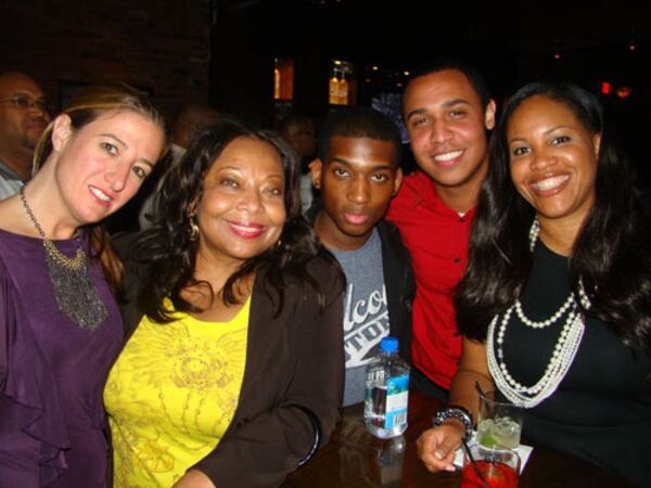 Partygoers include Evelyn Mims (WXIA-TV) and then 11 Alive reporter Lionel Moises (second to right) CREDIT: Rodney Ho/rho@ajc.com