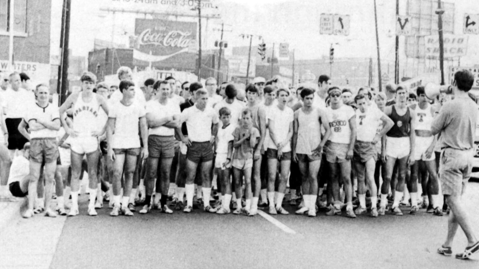 This is start of the first Peachtree Road Race.