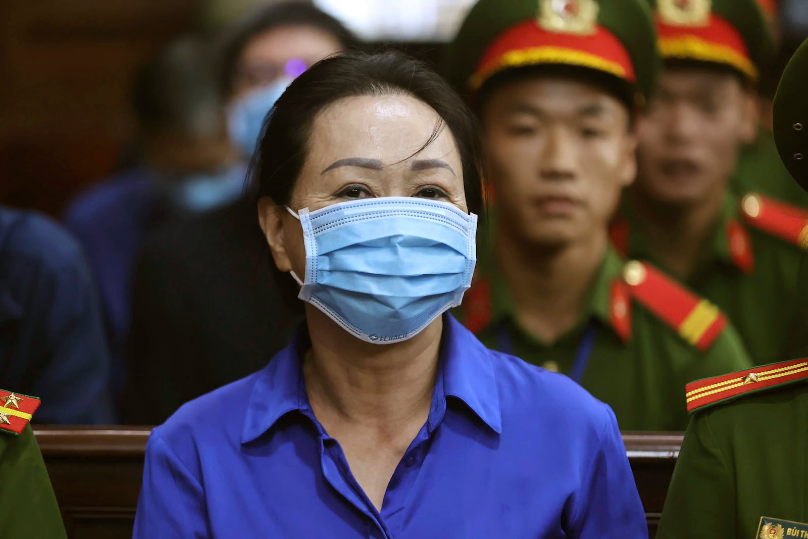 Vietnamese real estate tycoon Truong My Lan sits in court to wait for her verdict on fraud, money laundering and illegal cross-border money transferring in Ho Chi Minh city, Vietnam Thursday, Oct. 17, 2024. (Quynh Tran/VnExpress via AP)