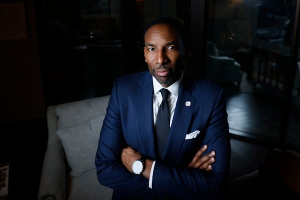 Atlanta Mayor Andre Dickens proudly poses for a photograph inside his office at Atlanta City Hall on Thursday, Jan. 23, 2025. At this moment, he reflects thoughtfully on the journey and challenges that have shaped his leadership as the mayor of Atlanta. (Miguel Martinez/AJC)