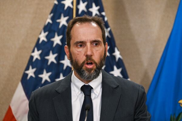 Jack Smith, the special counsel, delivers remarks about the indictment of former President Donald Trump in Washington, June 9, 2023. Smith's office plans to interview Georgia Secretary of State Brad Raffensperger today. (Kenny Holston/The New York Times)