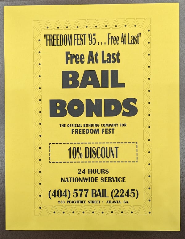 A flyer for a bail bonds company from the Southern Christian Leadership Conference's archives housed in the Joseph Echols and Evelyn Gibson Lowery Collection at the Atlanta University Center Robert W. Woodruff Library. Mirtha Donastorg/mirtha.donastorg@ajc.com