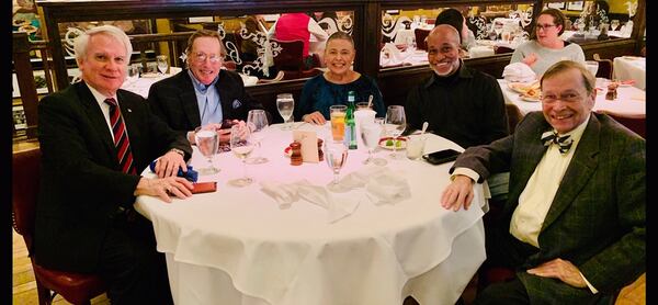 Former "Georgia Gang" panelist Rick Allen joined Phil Kent, Alexis Scott, her husband Brian McKissick and Dick Williams for lunch at Bones after his last taping of the show Friday, March 8, 2019.