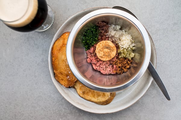 Dry Aged Beef Tartare with Russian dressing and caraway vinegar. Photo credit- Mia Yakel.