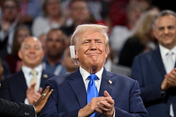 Republican presidential candidate Donald Trump returned to the Fiserv Forum in Milwaukee for the second day of the Republican National Convention. (Hyosub Shin / AJC)