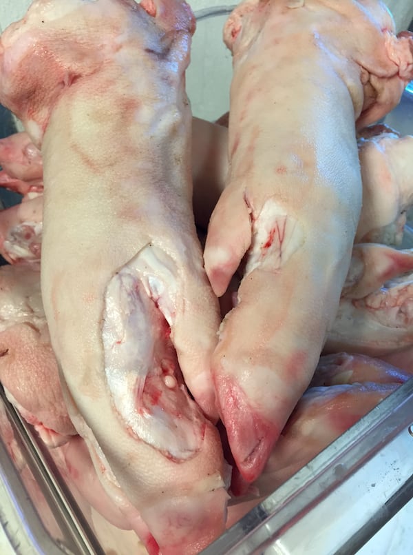 These are the actual pig's feet that will be served!