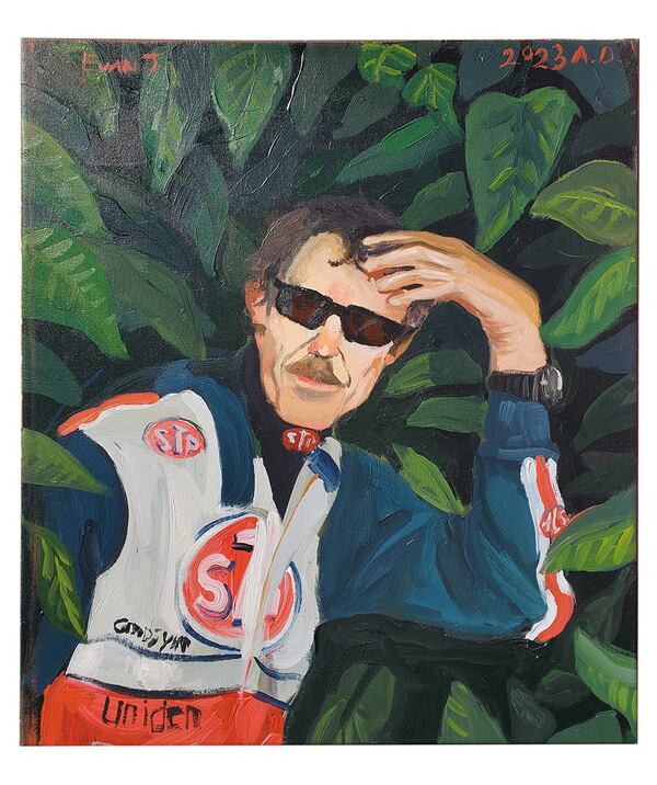 "Richard Petty Among the Leaves" by Evan Jones.
(Courtesy of Thomas Deans Fine Art)