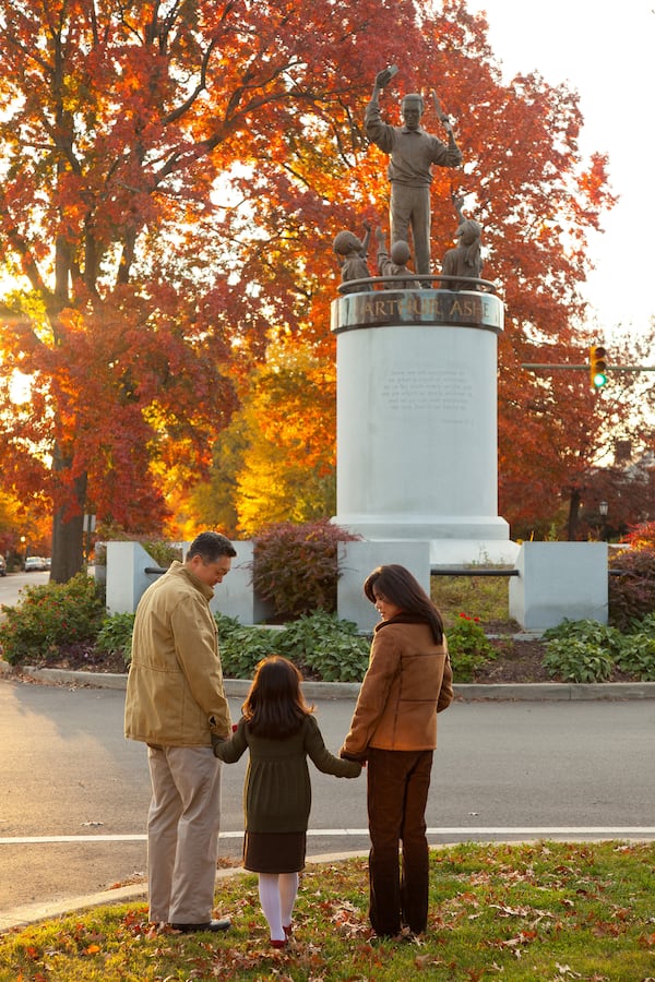 The Arthur Ashe monument on Richmond's historic Monument Avenue. (John Henley Photography/Virginia Tourism Corporation)