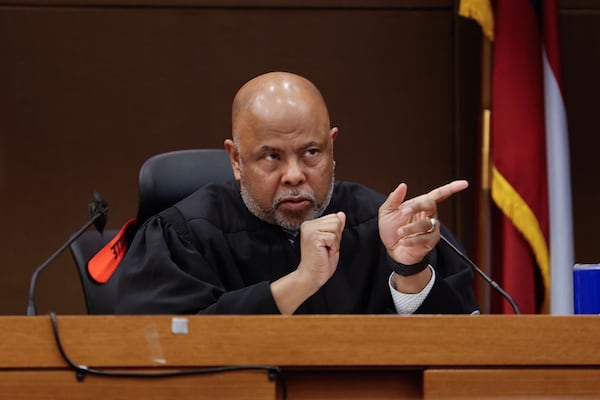 Fulton County Chief Judge Ural Glanville listens to witnesses testify during Atlanta rapper Young Thug's ongoing gang and racketeering trial at Fulton County Courthouse on  Jan. 2, 2024. (Natrice Miller/The Atlanta Journal-Constitution/TNS)