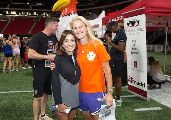 Returning co-chairs (l-r) Angie Blank and Amy Sands at last year’s Mercedes-Benz Stadium 5K/Walk Like MADD event