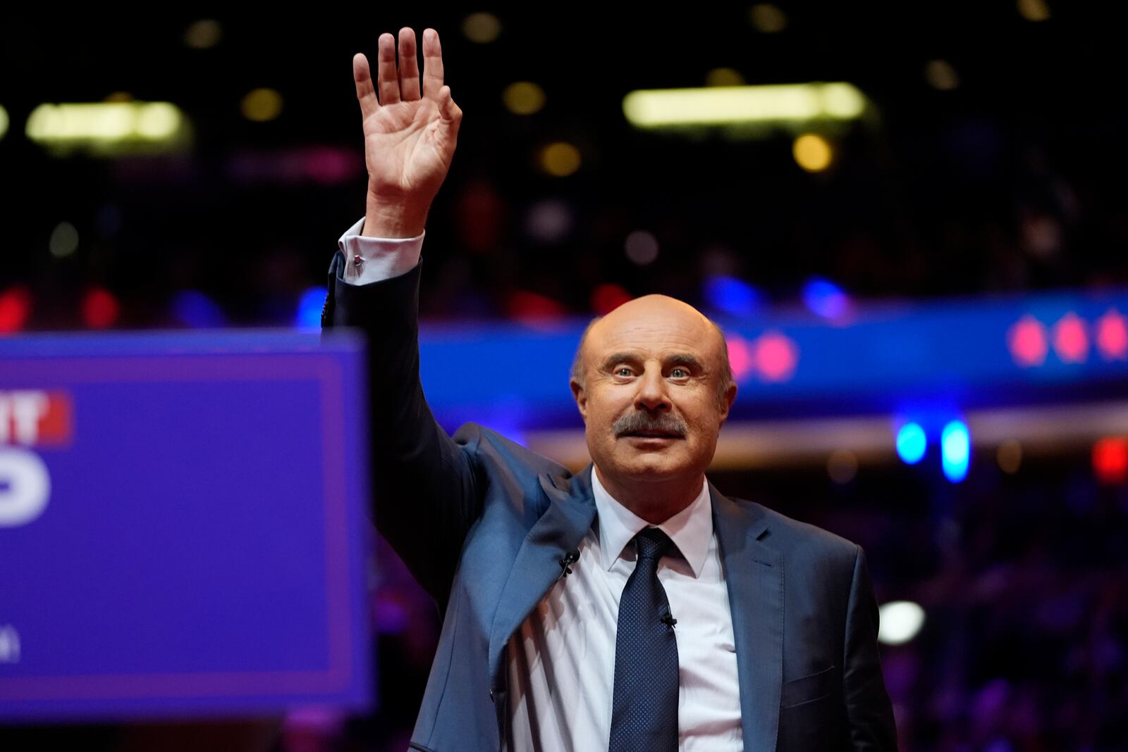 Dr. Phil speaks before Republican presidential nominee former President Donald Trump at a campaign rally at Madison Square Garden, Sunday, Oct. 27, 2024, in New York. (AP Photo/Alex Brandon)