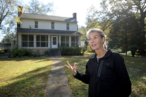 October 31, 2018 - Snellville, Ga: Gwinnett County Community Services Natural and Cultural Resources Manager Catherine Long tours the Maguire-Livsey Big Home Wednesday, October 31, 2018, in Snellville, Ga. This home also known as the “Big House” was recently purchased by Gwinnett County for renovation and preservation from descendants of the original black owners. (JASON GETZ/SPECIAL TO THE AJC)