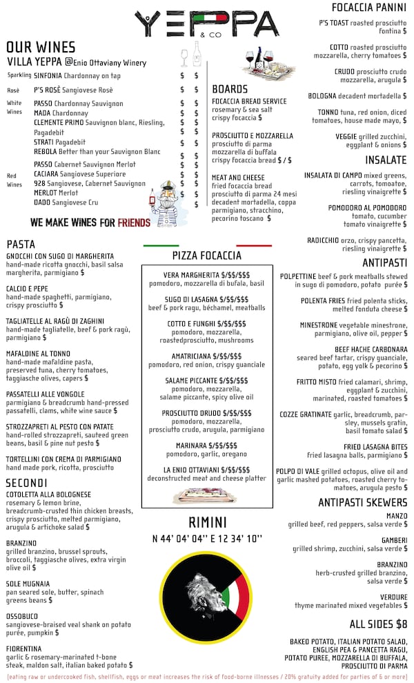 Yeppa & Co menu