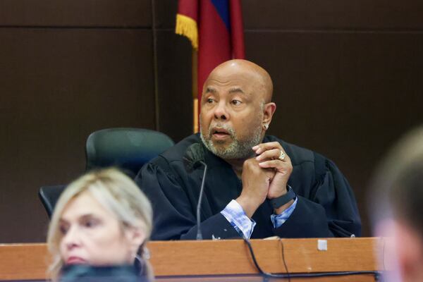 Judge Ural Glanville is shown in his court room during the Atlanta rapper Young Thug trial at the Fulton County Courthouse, Friday, March 22, 2024, in Atlanta. (Jason Getz / jason.getz@ajc.com)