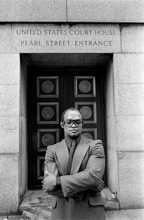 Nicky Barnes outside the United States Court House in Lower Manhattan on Dec. 1, 1977.