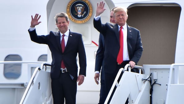 Brian Kemp, left, became governor in 2018 with the help of an endorsement from President Donald Trump. Now, however, Trump has pledged to campaign against Kemp in 2022 because the governor did not overturn his loss in Georgia during the presidential election.