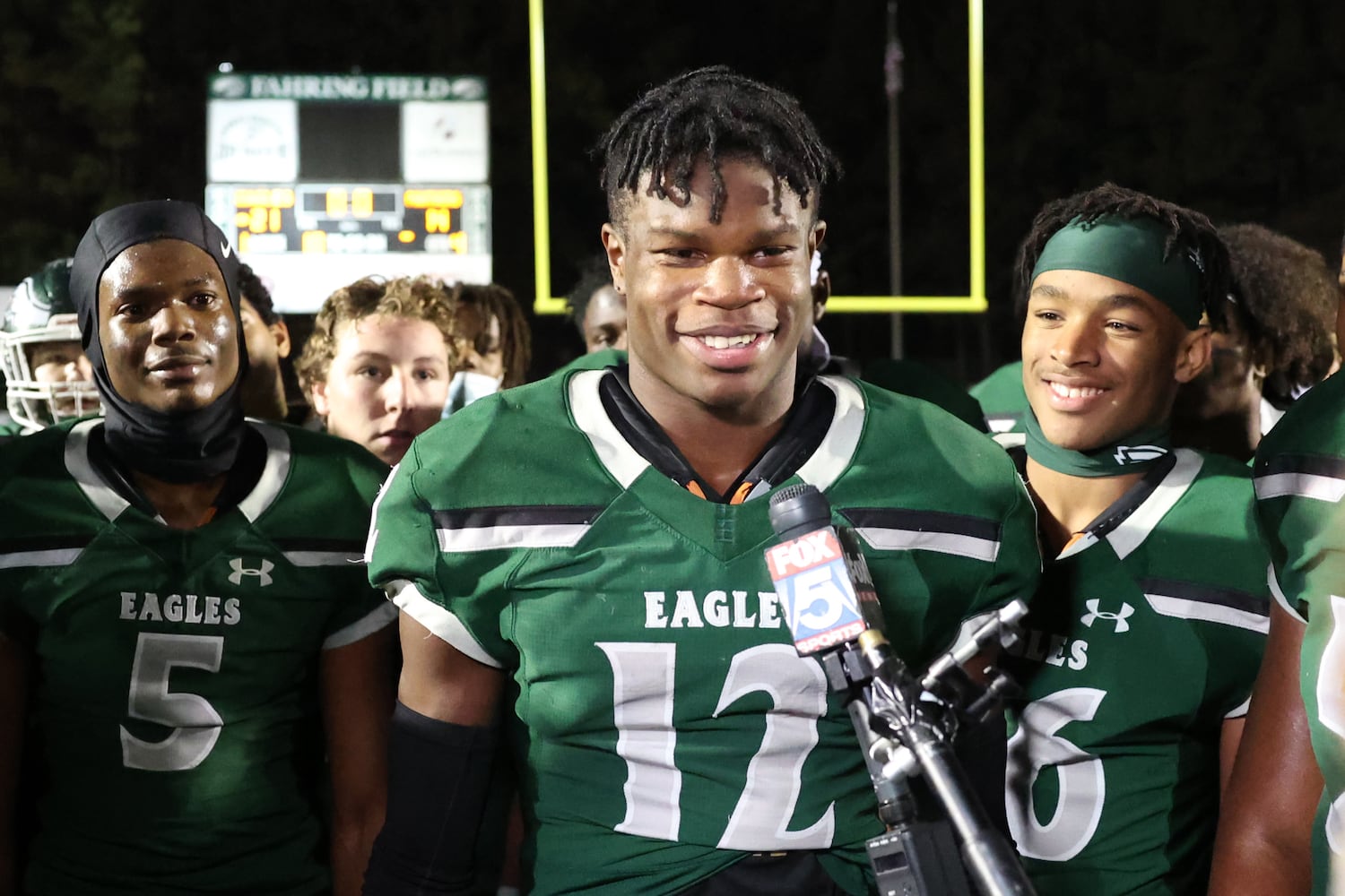 Collins Hill wide receiver Travis Hunter (12) is interviewed after a game against Parkview. JASON GETZ FOR THE ATLANTA JOURNAL-CONSTITUTION



